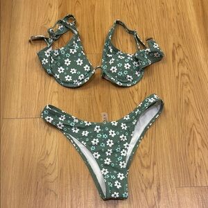 Green Floral Bikini Set